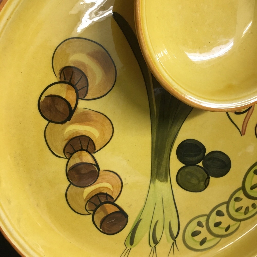 Vintage Los Angeles large bowl in Harvest Gold 13"Party Plate and Dip Bowl - Picture 6 of 8